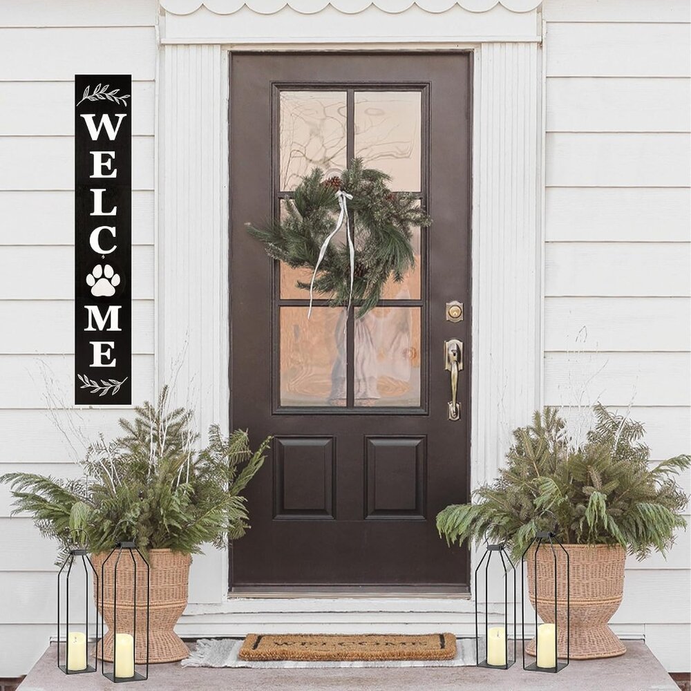 Modern Farmhouse Lantern Decor, 19.7'' 22'' Set of 2 Black Metal Lanterns, 2 LED - Picture 6 of 7